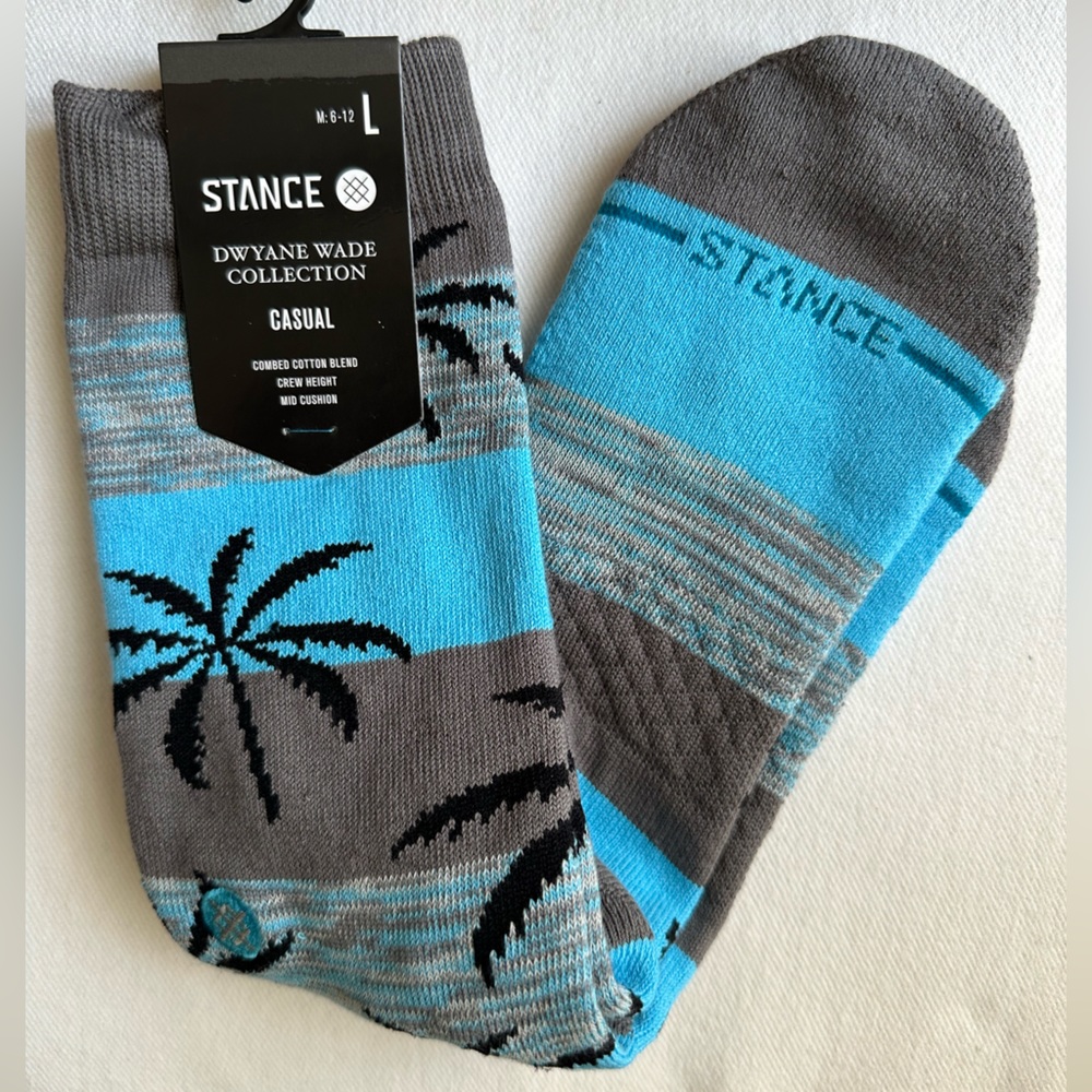 NWT / Stance Dwayne Wade Collection Large Gray Tropical / Sz 6-12